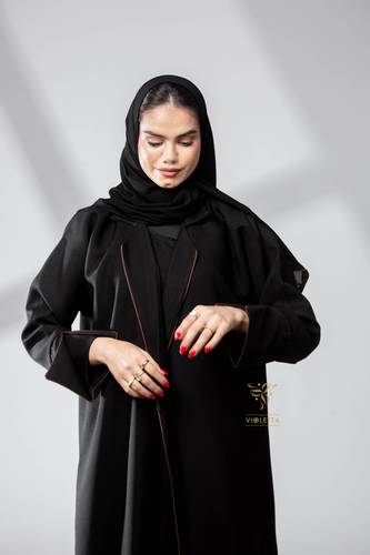 عباية سوداء رسمية بفستان داخلي متصل - z6047