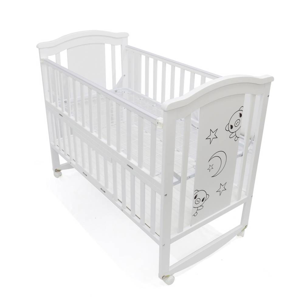  سرير خشبي للاطفال الرضع بوضعية ثابتة او اهتزاز مقاس 120 * 60