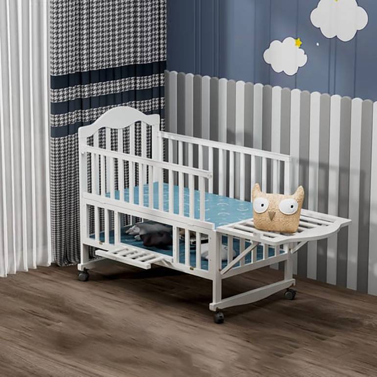 سرير خشبي للاطفال الرضع بوضعية الاهتزاز مع ناموسية