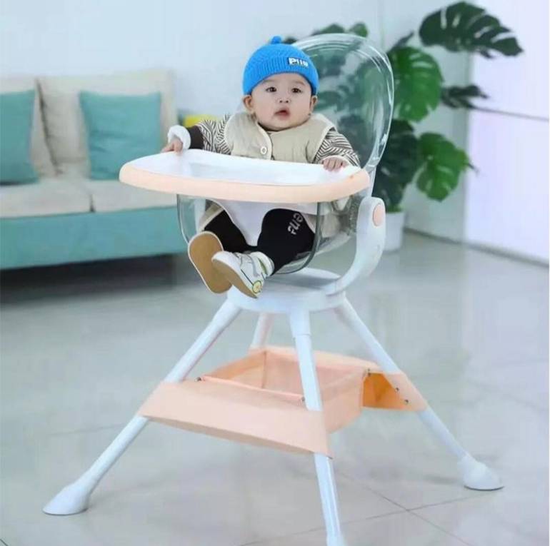 كرسي طعام للأطفال دوران كامل 360 درجة يدوي بتصميم عصري شفاف