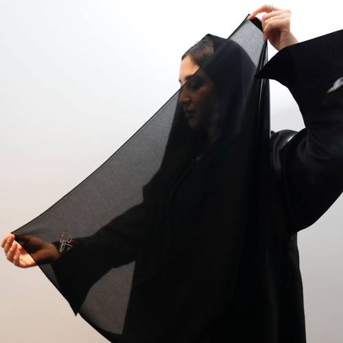 طرحة سادة قماش نجوم الليل طول 2.5  عرض 40 انش
