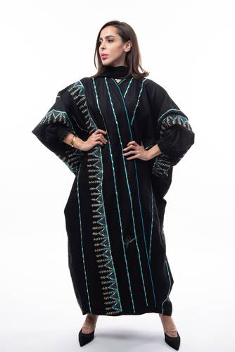 عباية قماش Silk linen موديل buk 74