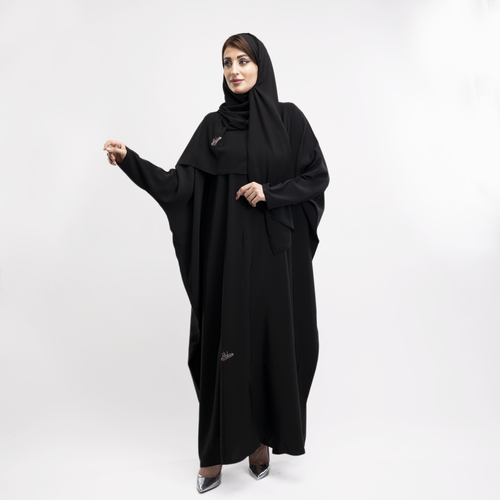عباية كتف سادة قصة فراشة قماش صالونا