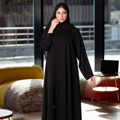 عباية سادة كلوش كم ضيق من قماش شريفة بلس