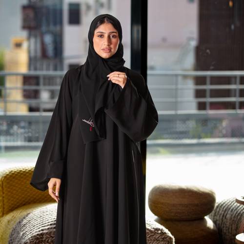  عباية كتف سادة نص كلوش كم واسع موديل إسلامي قماش كريب صالونا الياباني