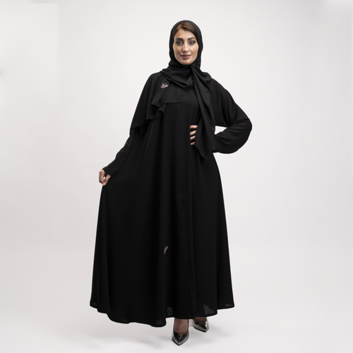 عباية كتف سادة قصة كلوش قماش ستار بوكنان