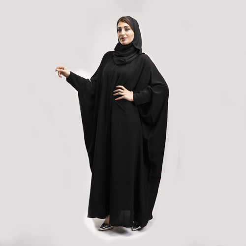 عباية كتف سادة كم سوارة قماش ستار بوكنان