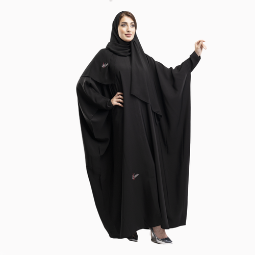 عباية كتف سادة كم سوارة قماش صالونا