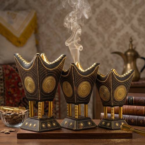 طقم مباخر بني محروق رشم ملكي اصدار خاص