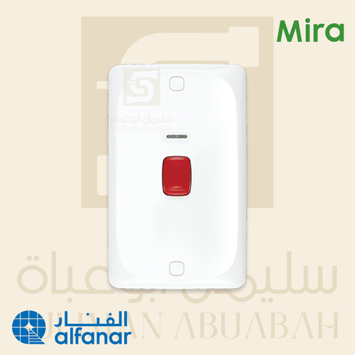 مفتاح مكيف 45A مفرد مع مؤشر بيان ليد أبيض - ميرا