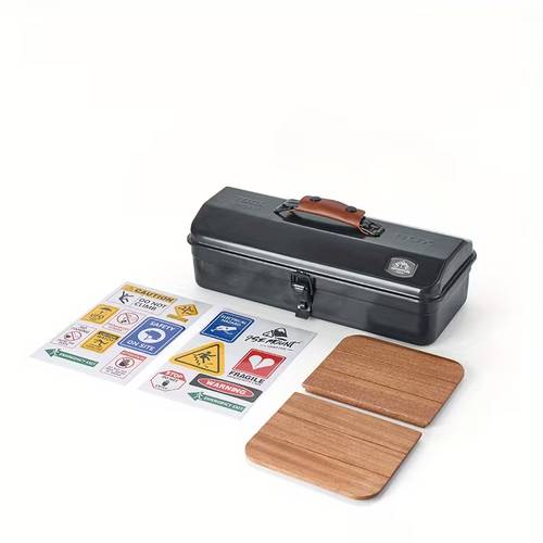 صندوق عزبة لشاي مناسب للسفر والكشتات صندوق حديد لون أسود CAMPING FAMILY CM-48317