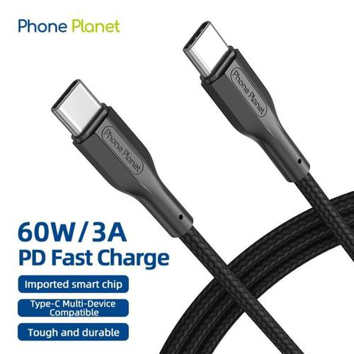 كيبل شحن تايب سي - تايب سي 60 واط قماش 1.2 متر Phone Planet