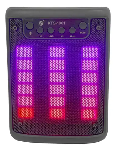 مكبر صوت كاريوكي محمول بتقنية البلوتوث مع إضاءة LED RGB KTS-1901 باللون الأسود