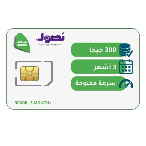 شريحة بيانات 300 جيجا لمدة 3 شهور | سلام موبايل