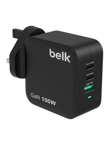 شاحن جداري بمنفذين TYPE-C ومنفذ USB بقوة 100 واط من Belk