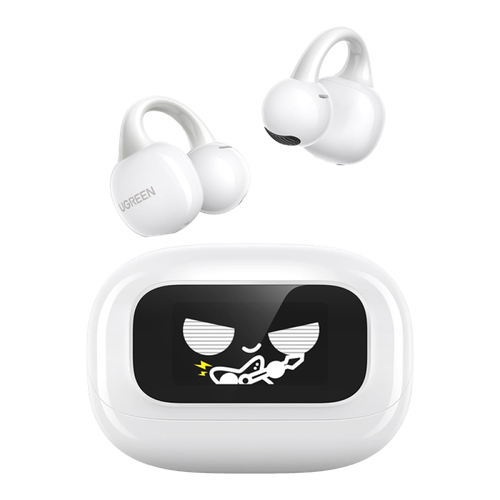 سماعة أذن لاسلكية - UGREEN ClipBuds Magic بشاشة تعمل باللمس - أبيض