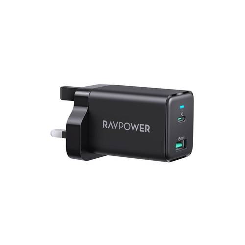 شاحن جداري راف باور بايونير 45 واط بمنفذ USB-C ومنفذ USB-A - اسود