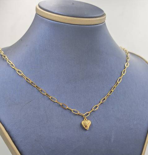 Heart Paper clip Necklace 18k gold