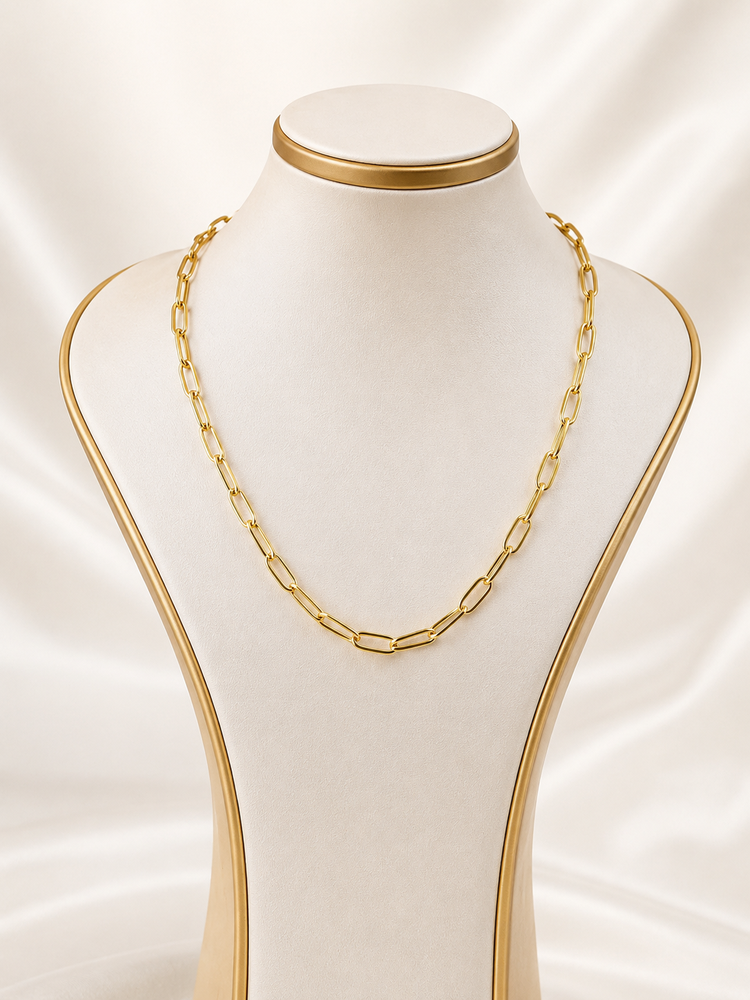 Paper clip necklace 18k gold
