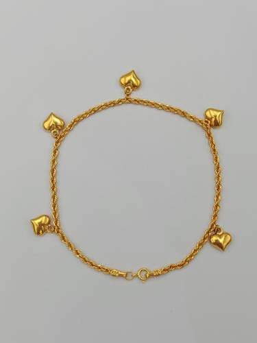Gold Heart Bracelet 21K
