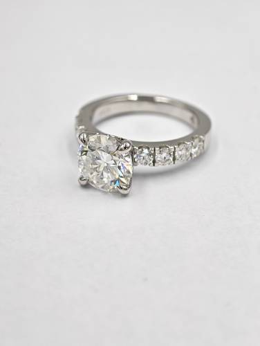 Sliver Diamond Moissanite Ring