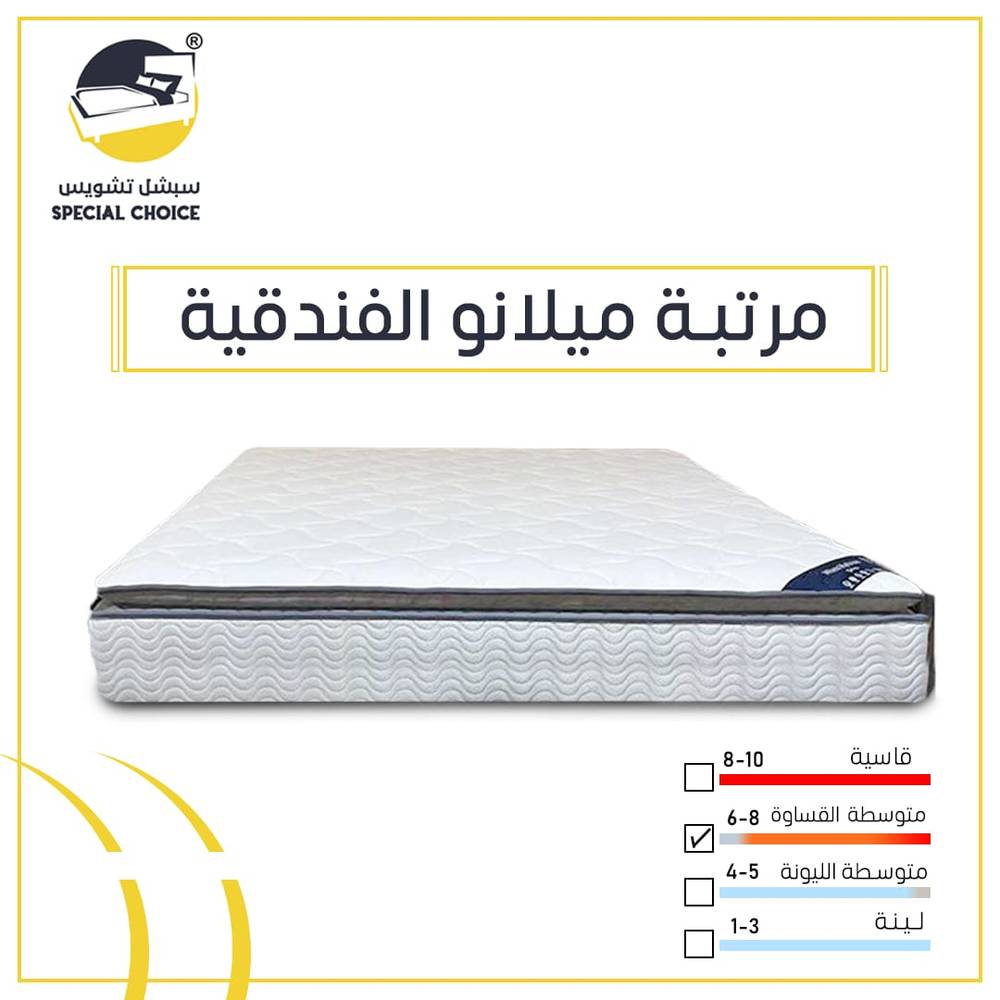 مرتبة سرير ميلانو الفندقية مع طبقة لباد ثابتة