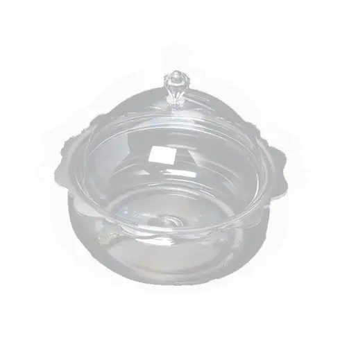 مطربان تايواني دائري للحلويات من الإكريليك الشفاف مزود بغطاء - 26x20سم