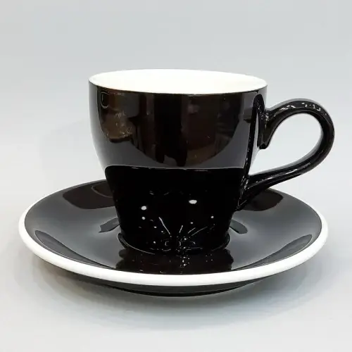 #TL80-BK؛ كوب قهوة مع صحن 80 مل #T /BK