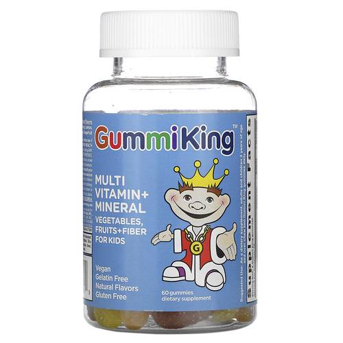 GummiKing, فيتامينات متعددة + معادن، خضروات، فواكه + ألياف للأطفال، 60 علكة