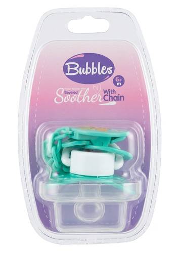لهاية بابلز المشطوفة مع سلسلة (+6 شهور) - Bubbles Beveled Soother With Chain