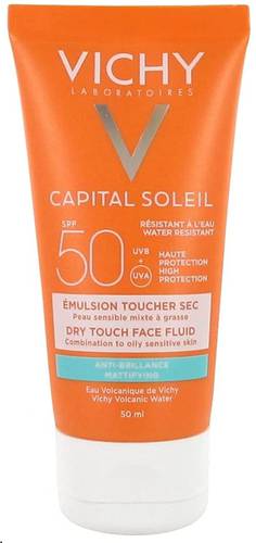 كريم سائل ايديال سوليل بلمسة غير لامعة للوجه مع حماية من الشمس SPF 50 من فيتشي - 50 مل
