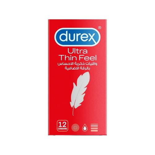 واقيات ذكرية فائقة الرقة من Durex لحساسية أكبر - 12 واقيًا ذكريًا