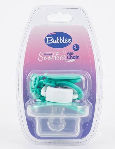 لهاية بوبلز المائلة مع سلسلة (Bubbles Beveled Soother With Chain