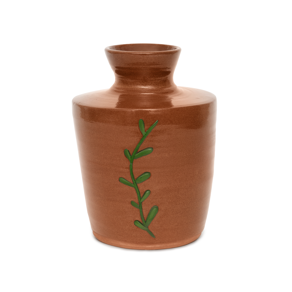 Peregrina Vase - Made of Teracotta Clay with Green Motif