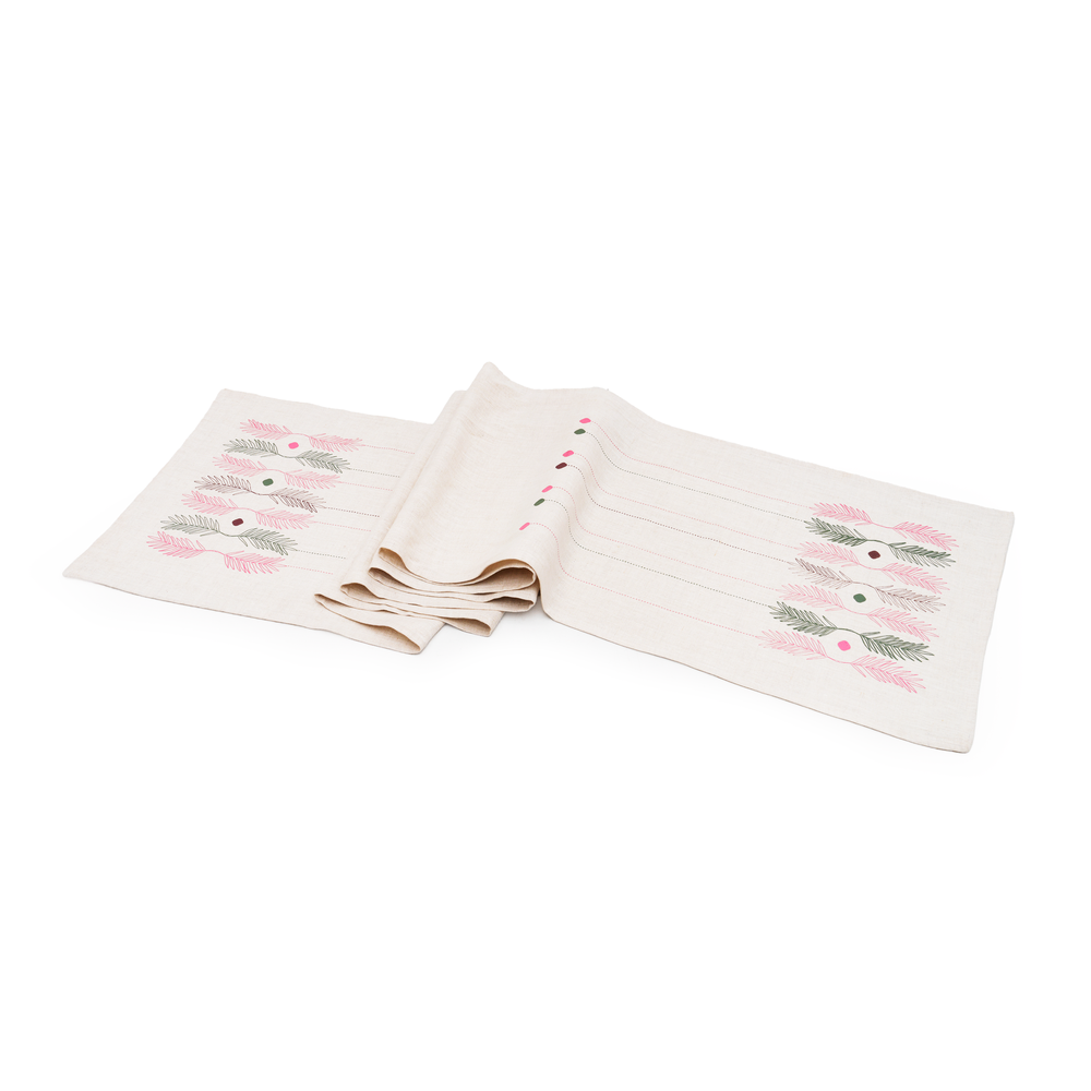 Oasis Linen Table Runner - Printed with Palm Motif