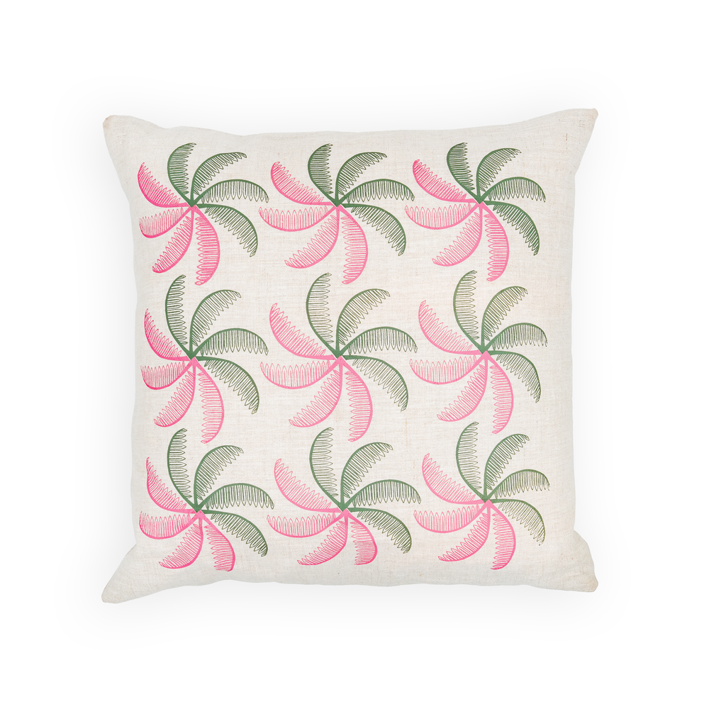 Oasis Linen Cushion - Printed with Multiple Palm Motif