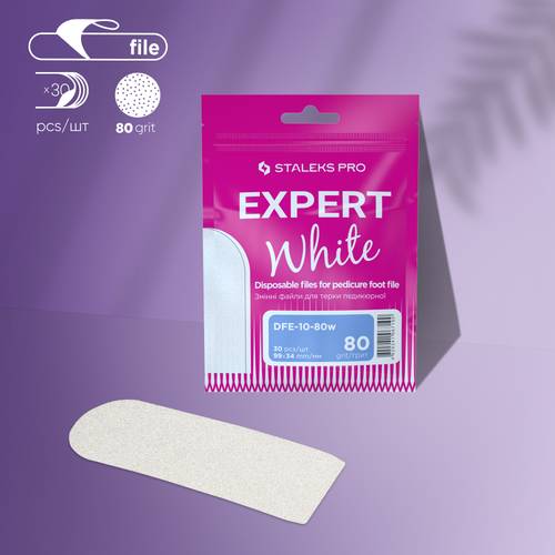 Disposable white files for pedicure grater EXPERT 10  (30 pcs)