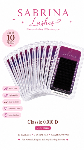 Sabrina Lashes Set Of 10 Pallets Classic 0.10 D 7-16mm