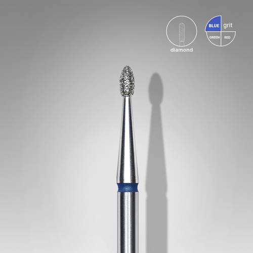 Diamond nail drill bit rounded bud blue head EXPERT diameter 1,6 mm / working part 3,4 mm