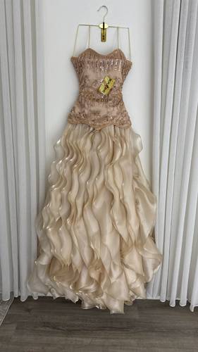 فستان سهره باللون الذهبي الفاخر الشمس  - XS