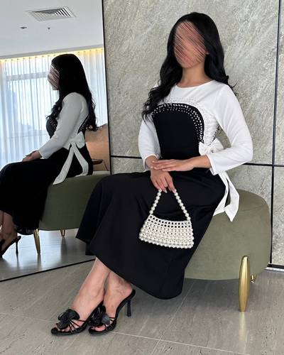 فستان بربطتين خصر - 3XL