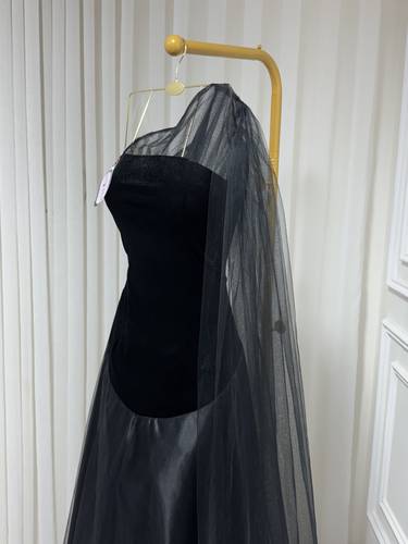 فستان بخامات التفته والتل والمخمل - 3XL