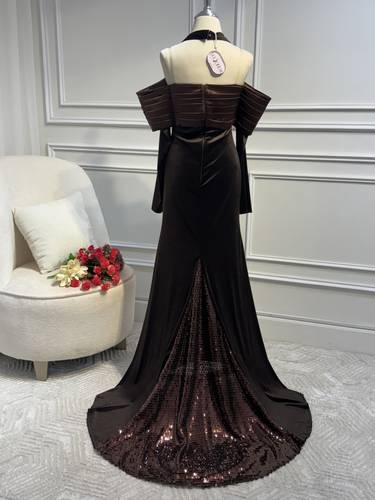 فستان جاكسي بخامة المخمل الكوري والتفته والترتر - 3XL