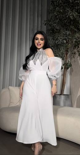 فستان بتطريز كرستال  بخامه باربي - XXL - اسود