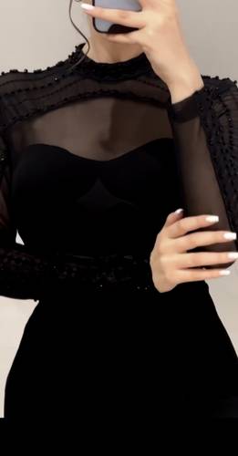 فستان بتطريز أكمام وكتف - 3XL