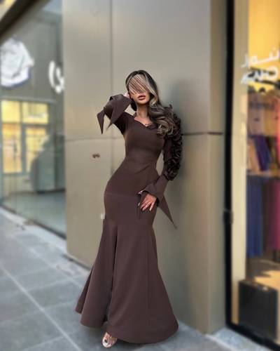 فستان بخامة الباربي بنمط ورد كم واحد  - 3XL