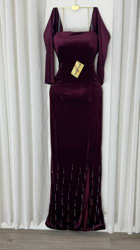 فستان ليمارلي شتوي - عنابي - 3XL