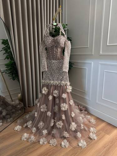 فستان سهره فاخر ورد  - XS