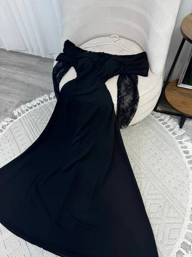 فستان سهره ناعم بأكمام دانتيل فصوص - 3XL