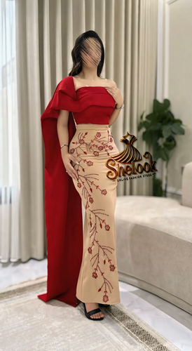 فستان بنمط بلوزه وتنوره بشال - XS